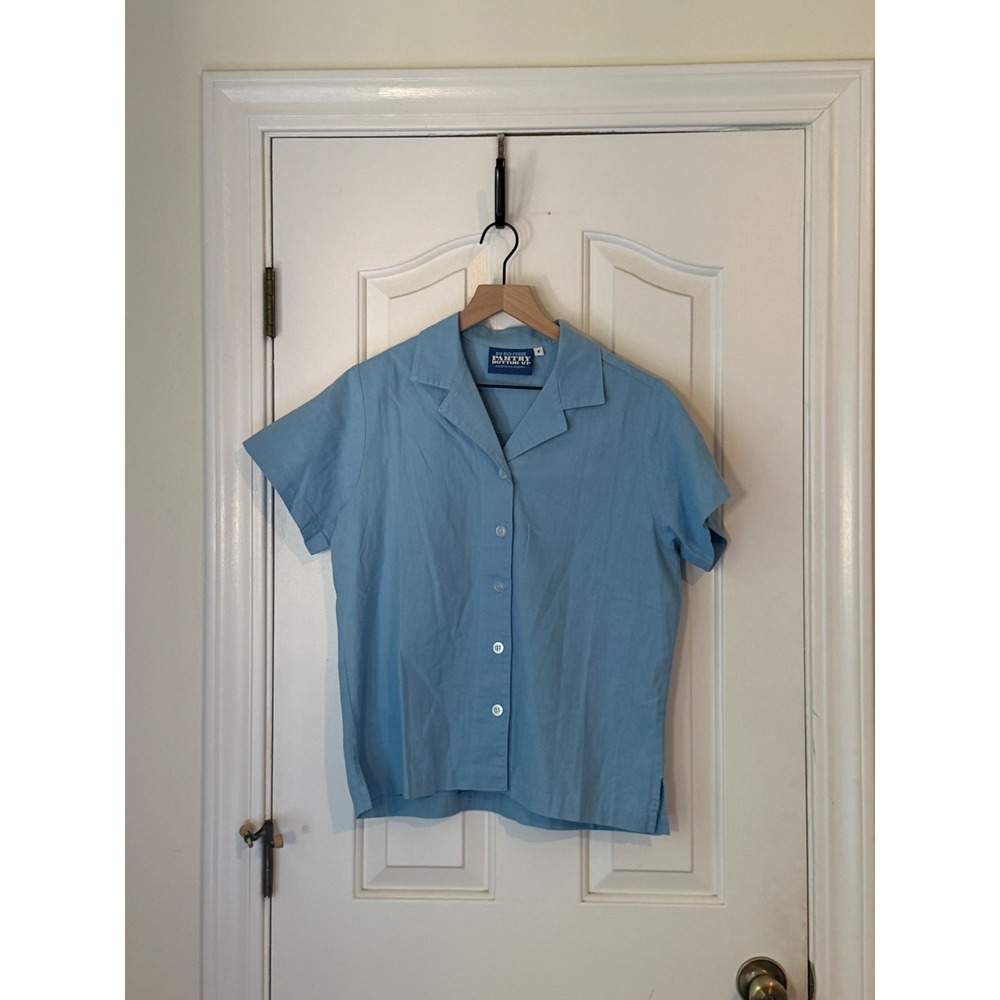 Big Bud Press | Pantry Button-Up Small Blue Unisex Linen Cotton Short Sleeve - Picture 3 of 9